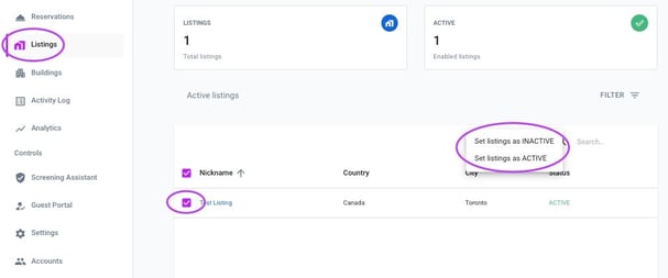 deactivate listings