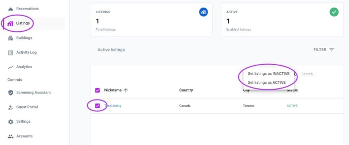 deactivate listings