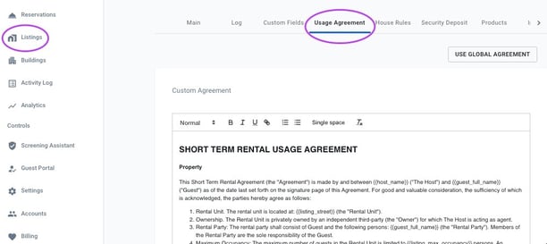 listing usage agreement